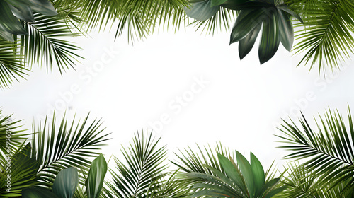Digital white palm leaf border plant abstract graphic poster web page PPT background photo