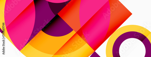 A close up of a vibrant geometric design featuring shades of purple, orange, and magenta on a white background, creating an eyecatching pattern