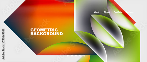A vibrant geometric background featuring a rainbow of colors resembling a closeup of a terrestrial plant with liquidlike patterns, petal shapes, and rectangular lines