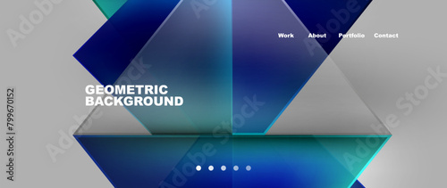 A symmetric geometric background featuring azure and electric blue triangles on a gray canvas. Reminding of automotive exteriors, with a modern display device vibe