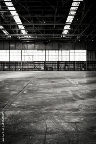 The sense of possibility in an empty hangar, its vastness offering endless potential for innovation and exploration, Generative AI photo