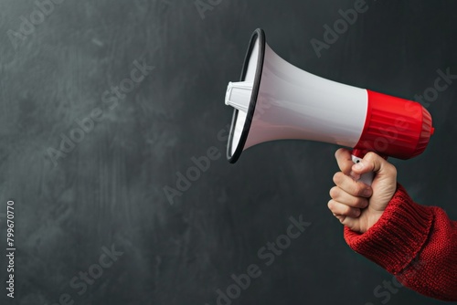 hand holding red megaphone