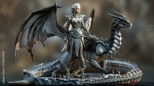 Powerful Dragon Infused Female Warrior in Dramatic Fantasy Setting