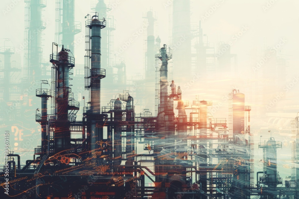Industrial double exposure background Industrial double exposure background
