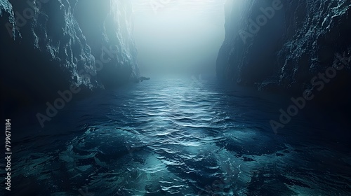Majestic Depths of a Peaceful Ocean Trench in Mystical Atmosphere photo