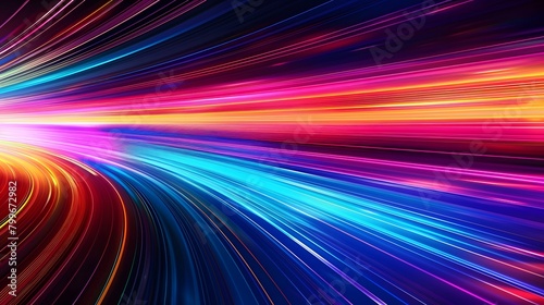 Vibrant rainbow streaks at warp speed create a dynamic and colorful background with light, perfect for lively event graphics.	