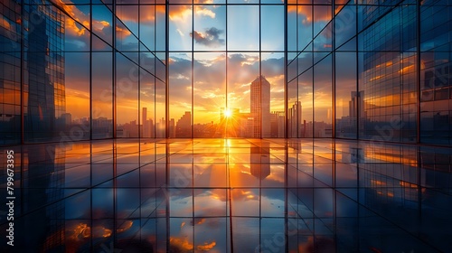 Sunlit Skyscrapers: Urban Serenity at Sunrise