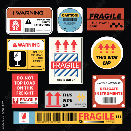 Packaging products symbols and label. Vector graphic asset for streetwear design