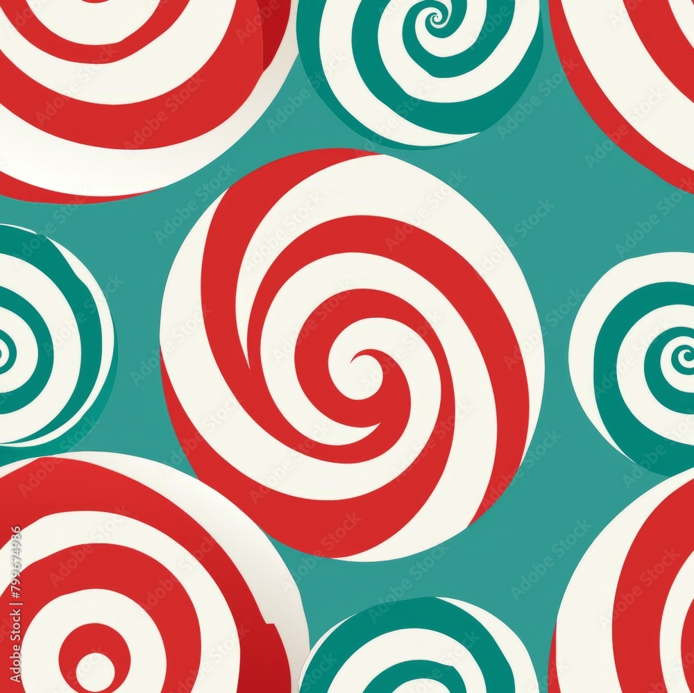 Seamless pattern of swirly peppermint lollipops spreading holiday cheer, Generative AI Seamless pattern of swirly peppermint lollipops spreading holiday cheer, Generative AI