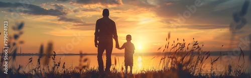 Inseparable duo Silhouette of a father and son standing united and father day pic. Father's Day Silhouette photo
