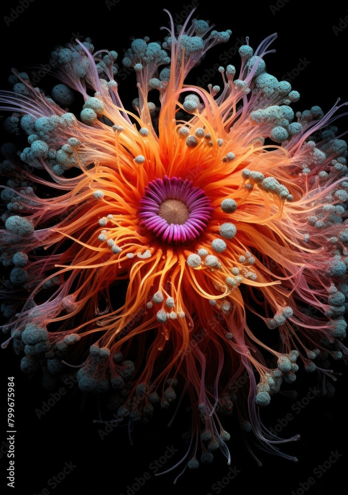 A beautiful and unique flower-like sea anemone. AI. A beautiful and unique flower-like sea anemone. AI.