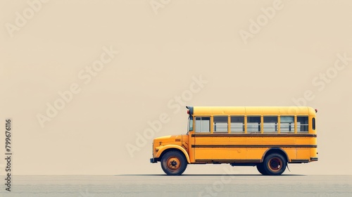 Yellow mini school bus, Car with empty body for design and advertising, Back to school