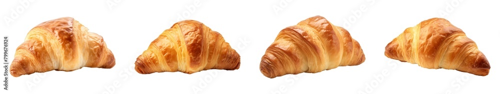Collection of Egg Croissant isolated on transparent png background. Generative ai