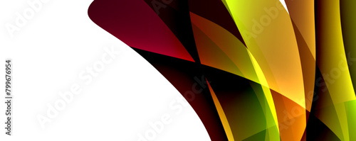 An artistic computergenerated image featuring a colorful wave pattern resembling a terrestrial plant with triangle and circle shapes, petals, and tints and shades, set against a white background
