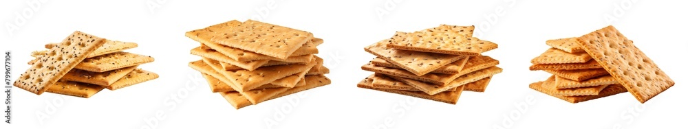 Collection of Gluten-Free Crackers isolated on transparent png background. Generative ai