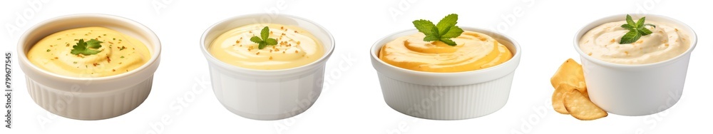 Collection of Curry Yogurt Dip In A Ceramic Cup isolated on transparent png background. Generative ai Collection of Curry Yogurt Dip In A Ceramic Cup isolated on transparent png background. Generative ai