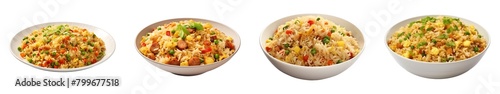 Collection of Fried Rice isolated on transparent png background. Generative ai