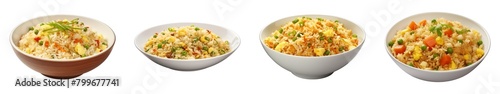Collection of Egg Fried Rice isolated on transparent png background. Generative ai