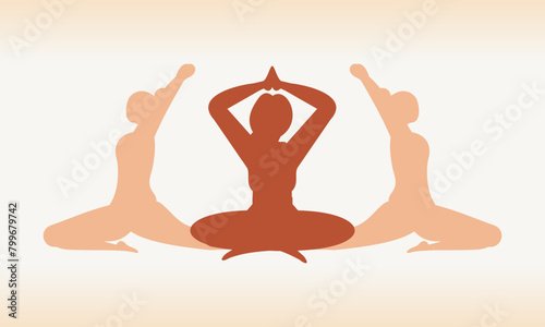 Yoga Day meditation parvastasna pose banner against pink lotus petals 