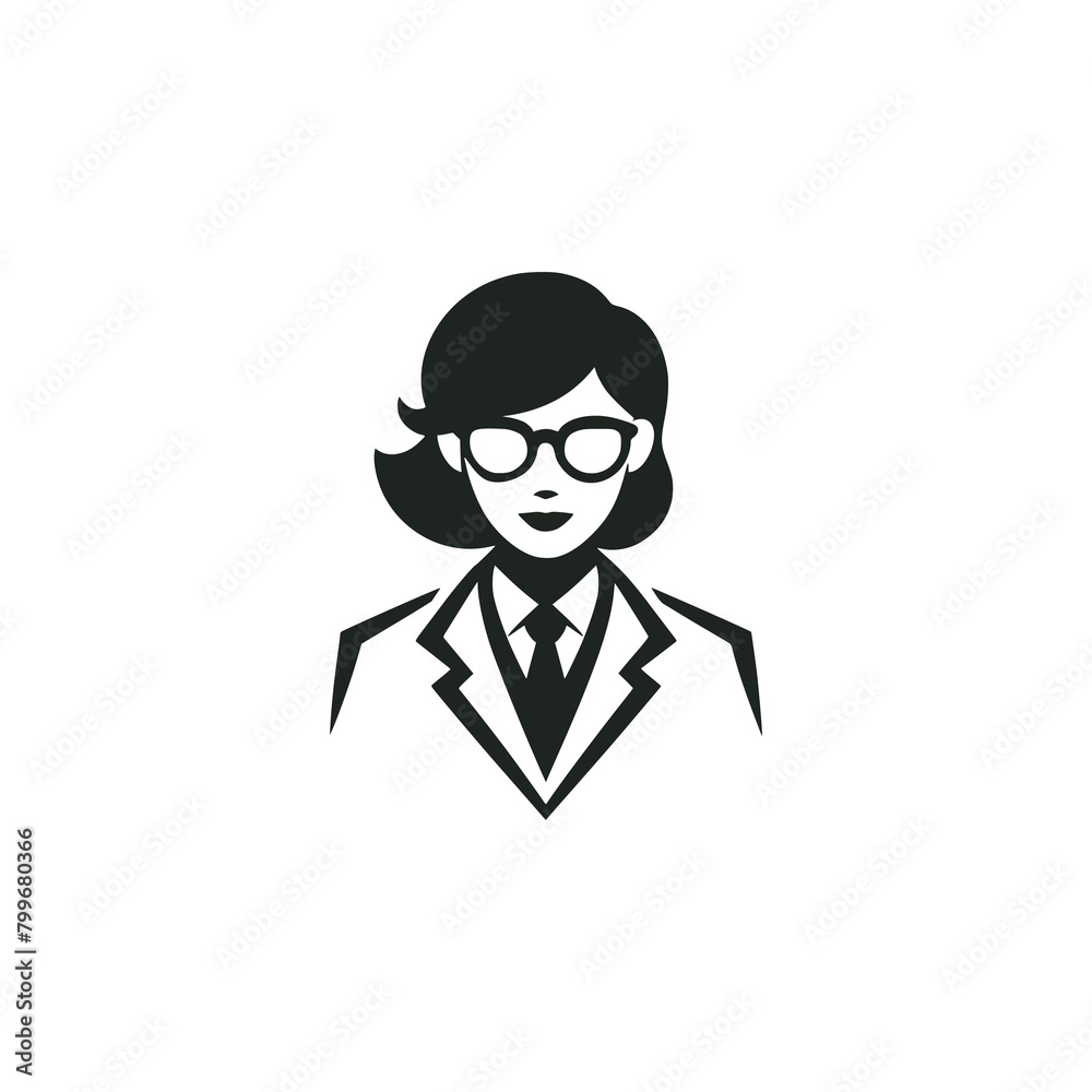 female scientist profile logo vector illustration template design