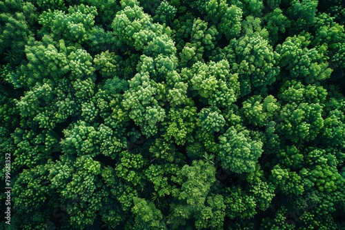 Aerial top view of mangrove forest. Drone view of dense green mangrove trees captures CO2. Green trees background for carbon neutrality and net zero emissions concept. Sustainable green  Generative AI
