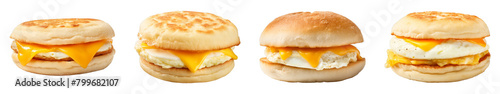 Collection of Egg Mcmuffin With Egg Whites isolated on transparent png background. Generative ai photo