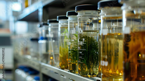 Containers of the biological culture in the laboratory