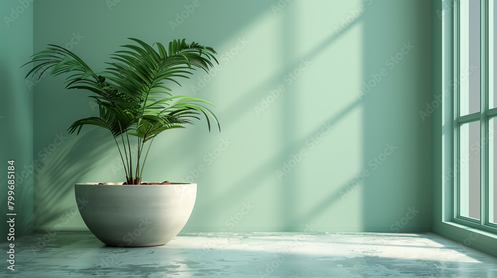 green room and wall with plant
