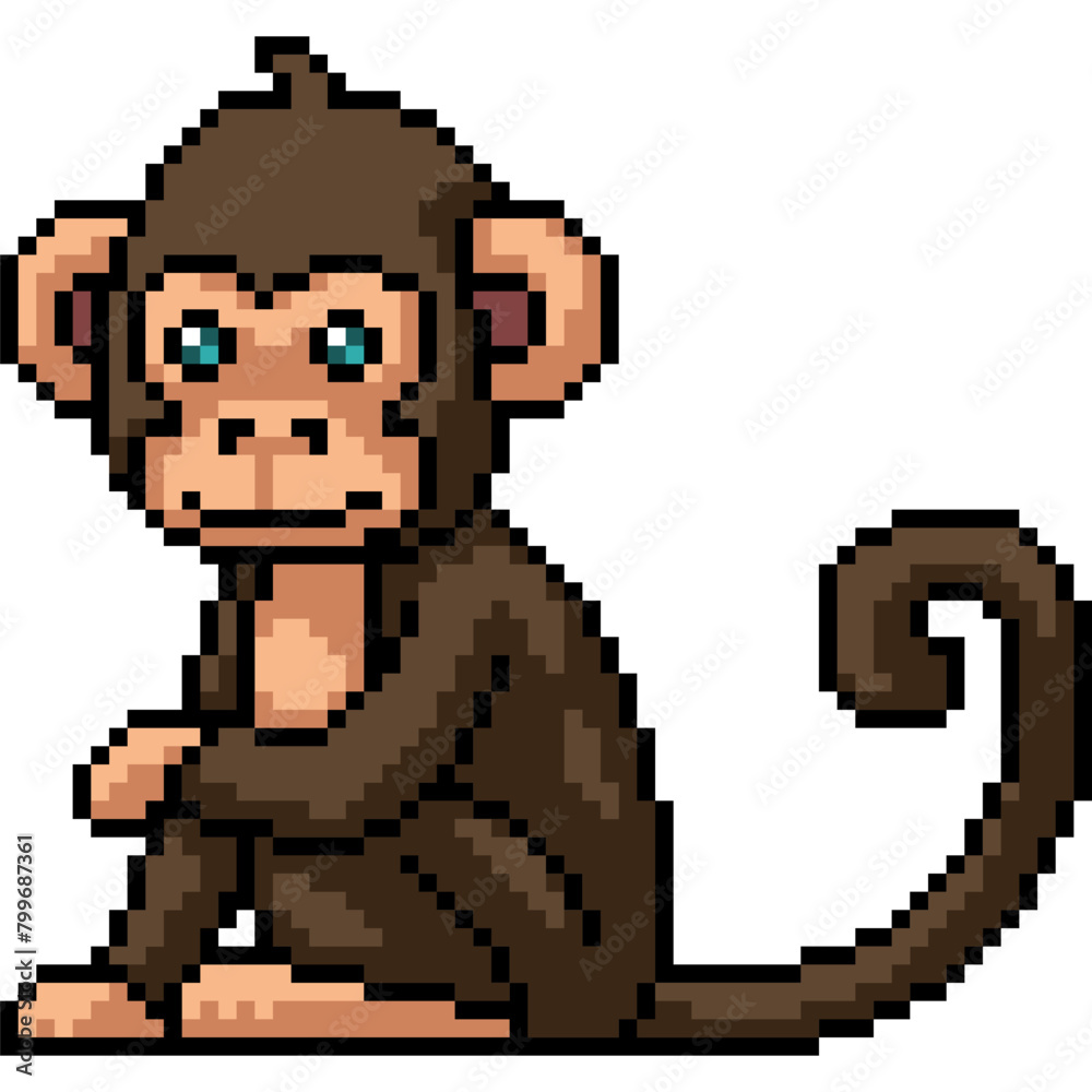 Obraz premium pixel art of monkey sit smile
