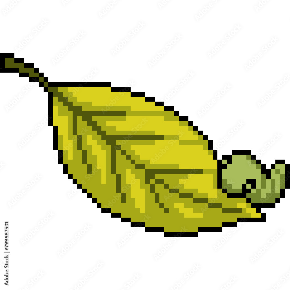 pixel art of worm eat leaf