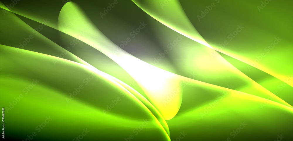 Vibrant green and yellow waves illuminated on a dark canvas, resembling the intricate patterns of water plants and terrestrial leaves. Captured in a mesmerizing closeup macro photography artwork Vibrant green and yellow waves illuminated on a dark canvas, resembling the intricate patterns of water plants and terrestrial leaves. Captured in a mesmerizing closeup macro photography artwork