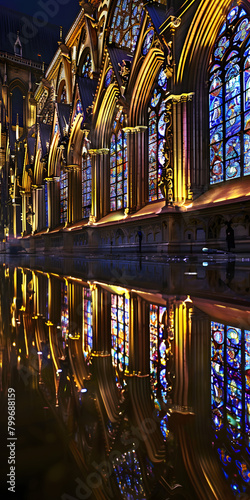 T  tulo Catedral com vitrais coloridos