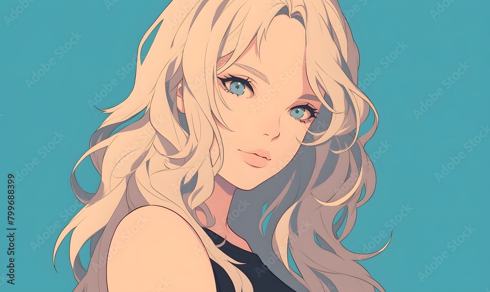 anime style. Long-haired young anime woman, Generative AI 