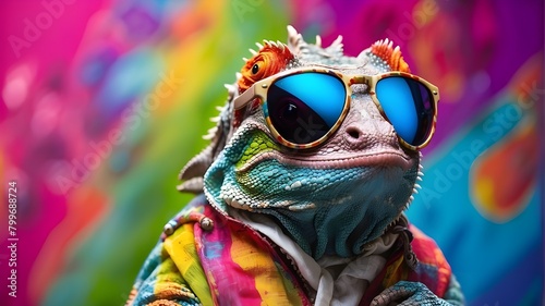 Cool Chameleon, Chameleon in Shades & Hat, Groovy Gecko: Sunglasses, Hat & Headphone Fun, "Funky Lizard: Stylish Sunglasses, Laid-back Chameleon: Sunglasses, Hat & Headphone, Funny chameleon, Sunglass