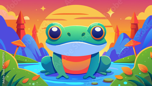 Kawaii frog, minimalist, cute, Cute minimalist: adorable rana. Rana estilo kawaii: milota minimalista.El amigo de la rana: una ilustración minimalista para niños