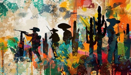 Abstract Cinco de Mayo Victory Vibrant Collage of Mexican Culture and Historical Significance