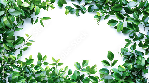 abstract background of lush green foliage on white