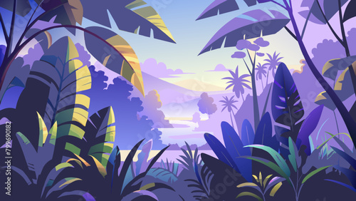 fondo de hojas en varios tonos verdes y amarillos con una imagen vectorial de la luz del día. Selva intransitable. Ilustración de la hermosa naturaleza del planeta. Proteger el planeta de la basura.