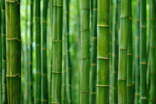 An artistic portrayal of a dense bamboo forest, with the slender stalks forming vertical lines that converge towards the top of the frame.