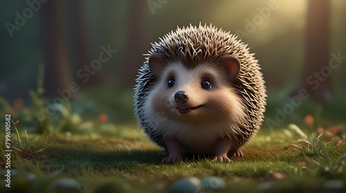3d cartoon cute hedgehog.generative.ai