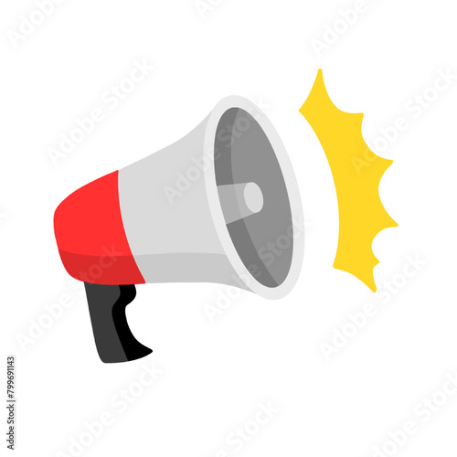 megaphone, loudspeaker, speaker, bullhorn alert with noise illustration hand drawn flat style vector isolated on white and transparent background