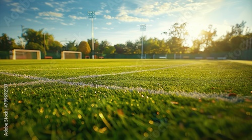 Beautiful soccer field in the day. photo
