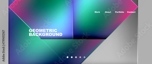 A geometric background featuring a rectangle with an electric blue triangle in the middle. Displayed on an electronic device, with a magenta circle in the sky, captured in macro photography