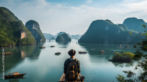 A world traveler looks at the tranquil sea and islands of Vietnam.