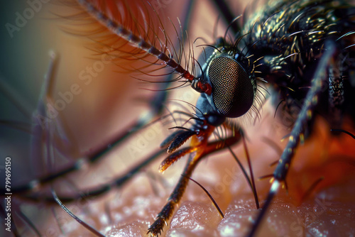 Extreme macro of mosquito, Mosquito, close-up of mosquito, mosquito under microscope photo