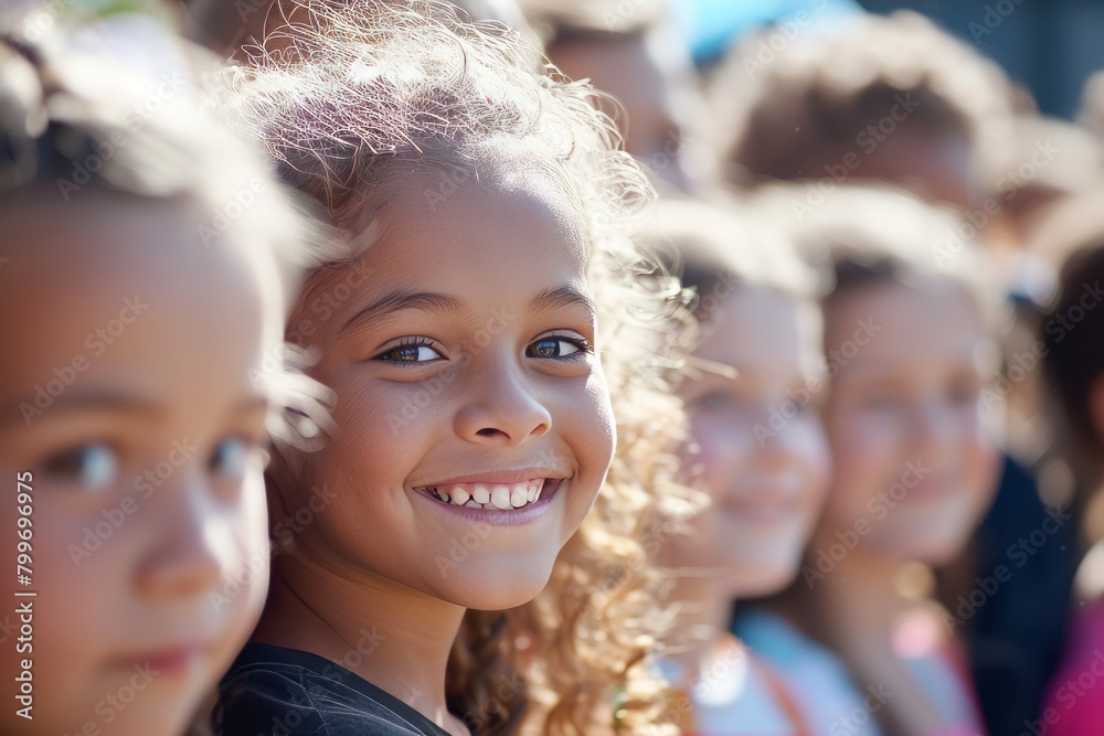 Unidentified children at the opening of the school year. Unidentified children at the opening of the school year.