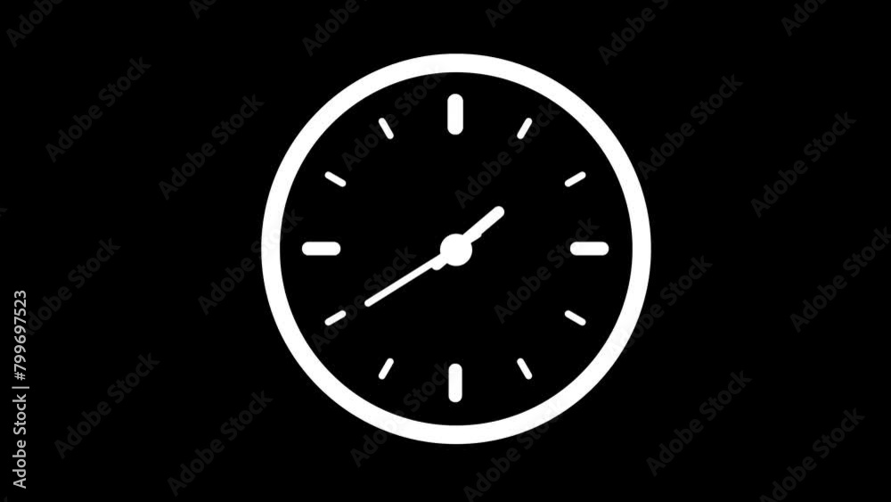 Animation of Clock Icon for time display Black background Animation of Clock Icon for time display Black background