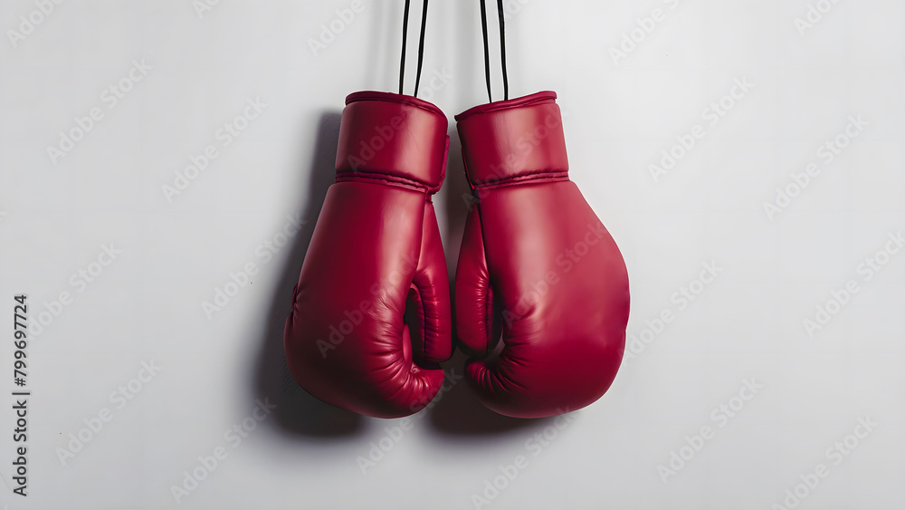 Hanging boxing gloves isolated