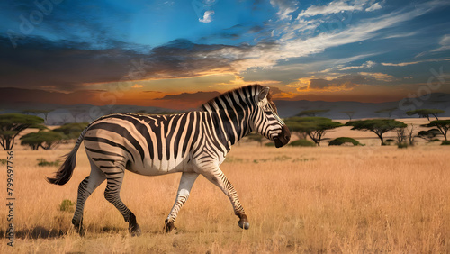Plains zebra  Equus quagga  in the grassy nature habitat