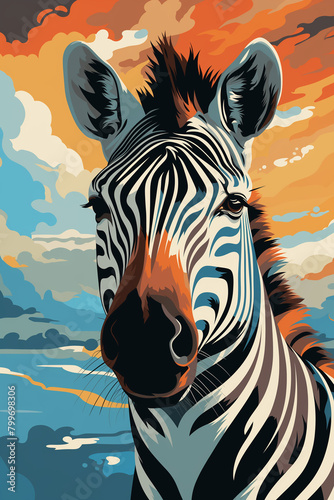 zebra painting for wall, for frame, art, creative, unusual, mixed, paints, splashes, colored zebra,
